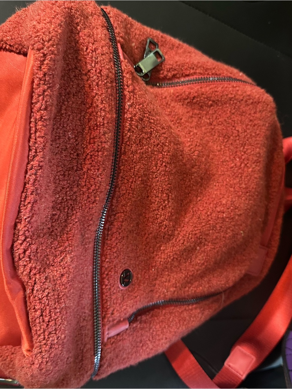 lululemon athletica Dark Orange Sherpa Backpack with Front Zip Pocket